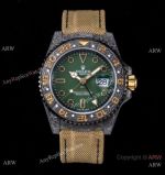 JH Rolex DiW GMT-Master II Watch Forged Carbon Green Dial - Custom Rolex Watch